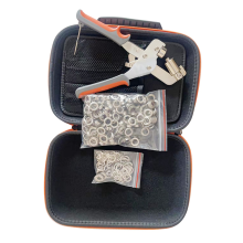 Tangenset met ringetjes, 1/4 inch 6 mm gereedschapsset met 200 metalen ringetjes voor leer/riemen/stoffen EVA-tas