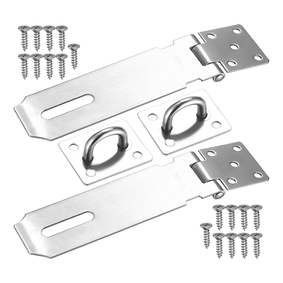 Hasp Locks, Set of 2, 5 Inch Padlock Catch, with 18 Screws-image-OPC-PHWFRP7-NEW