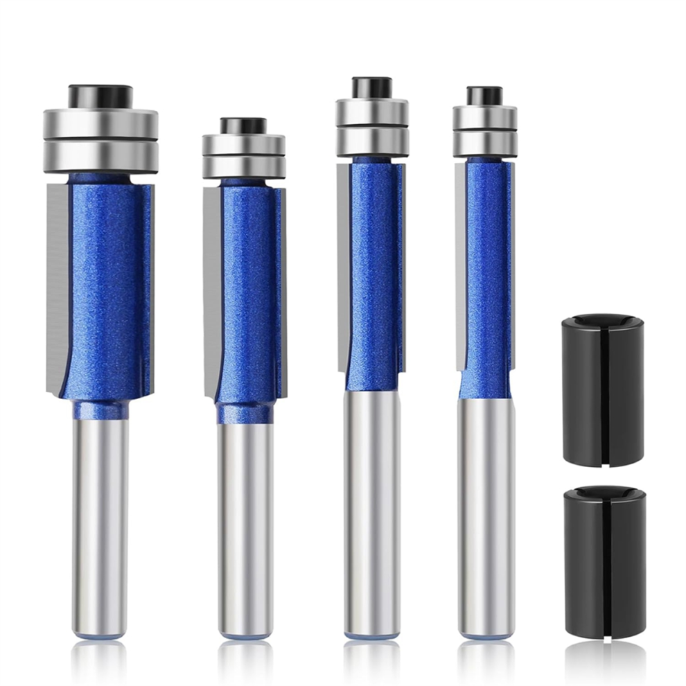 4Pc Straight Router Bit 1/4Inch, Flush Cut For Woodworking 4852820990193