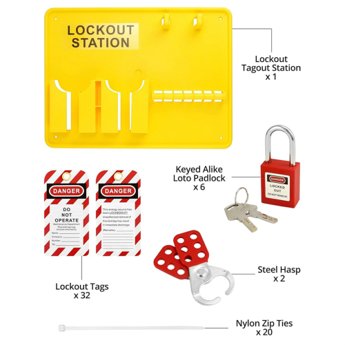 Lockout Tagout Station,6 pcs Safety Padlock, Station 2