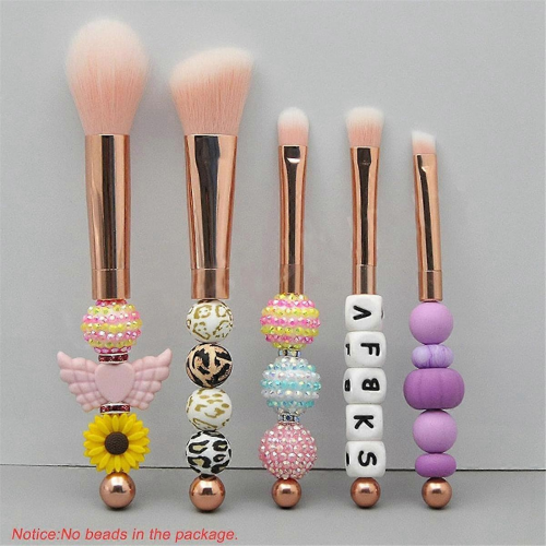 5-teiliges Make-up-Pinselset mit Perlen, Silikonperlen, DIY-Make-up-Kosmetikpinsel, Perlenpinsel-Set, kompatibel mit DIY 2
