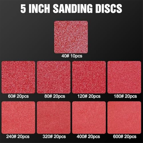 170Pcs 5 inch Sanding Discs 8 hole Hook and Loop Round Sandpaper 2
