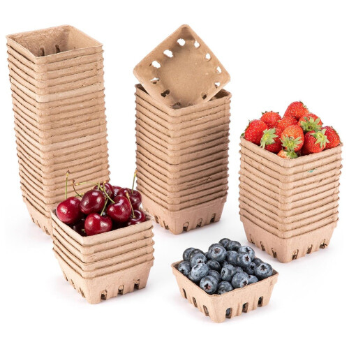 60 Pack Pulp Fiber Berry Basket, Produce Basket Containers 1