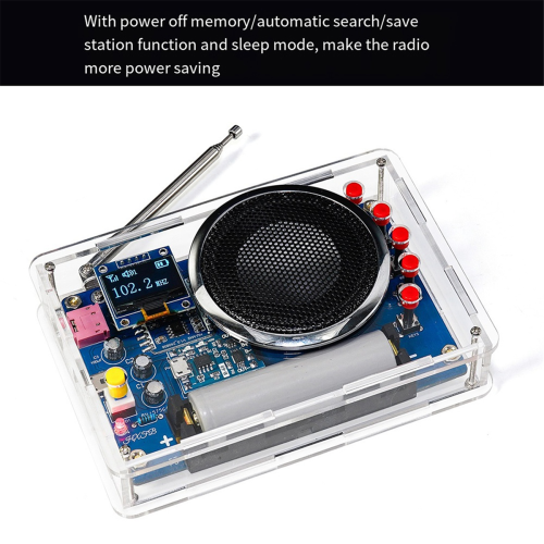-077 FM Radio DIY Kit OLED Display Battery Rechargeable 1