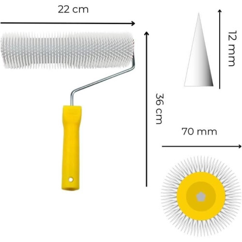 Bubbelroller voor zelfnivellerende pleister - 11 mm spikes - 23 cm - Wit 1