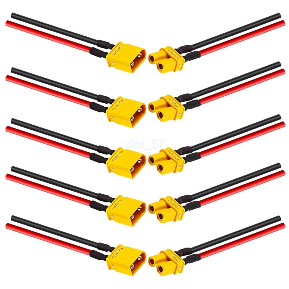 5Pair Xt30 Male Female Connector 10Cm 18Awg Silicone Wire Rc Lipo Battery Fpv 6963793929450
