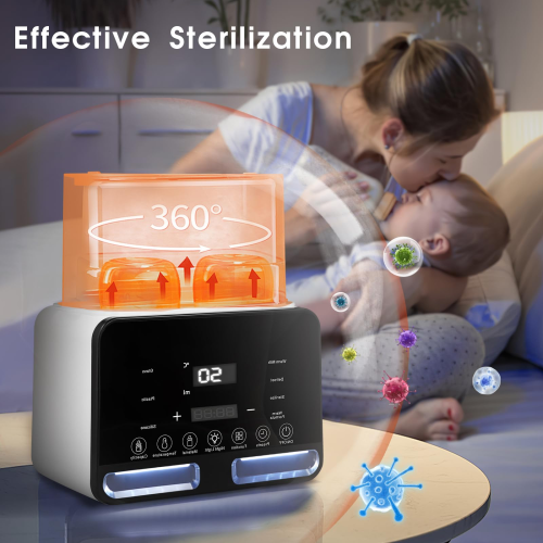 9 in 1 Baby Bottle Warmer, Double Bottle Sterilizer with LCD Display, Milk Warmer for Breast Milk & Formula, Food Heater with 48H Keep Warm 1