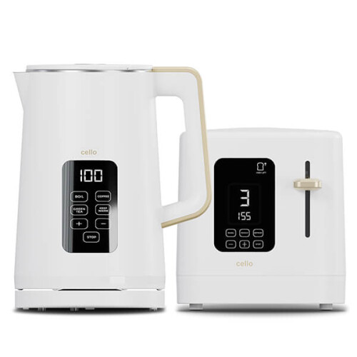 Cello Cello Overture Natural White 2 Slot Toaster & Kettle
