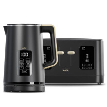 Cello Overture Ash Black 4 Slot Toaster & Kettle