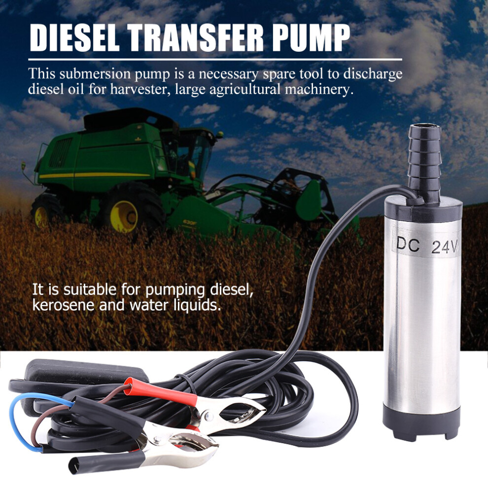 Stainless Steel Submersible Pump For Water Diesel Oil Kerosene Refueling Tool (Dc 24V ) Silver 7901324223140