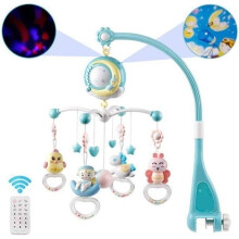Musik-Mobile fürs Babybett Ferngesteuerte Lichtprojektion Musik und Geräusche ab Geburt