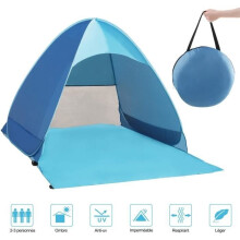 Anti-UV-Zelt, Strandmuschel mit LSF 50+ UV-Sonnenschutz für 2-3 Personen, tragbares Instant-Strandzelt