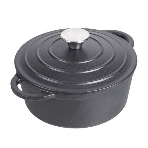 Living And Home (Matte Black, 5L) Enameled Cast Iron Dutch Oven Pot with Lid