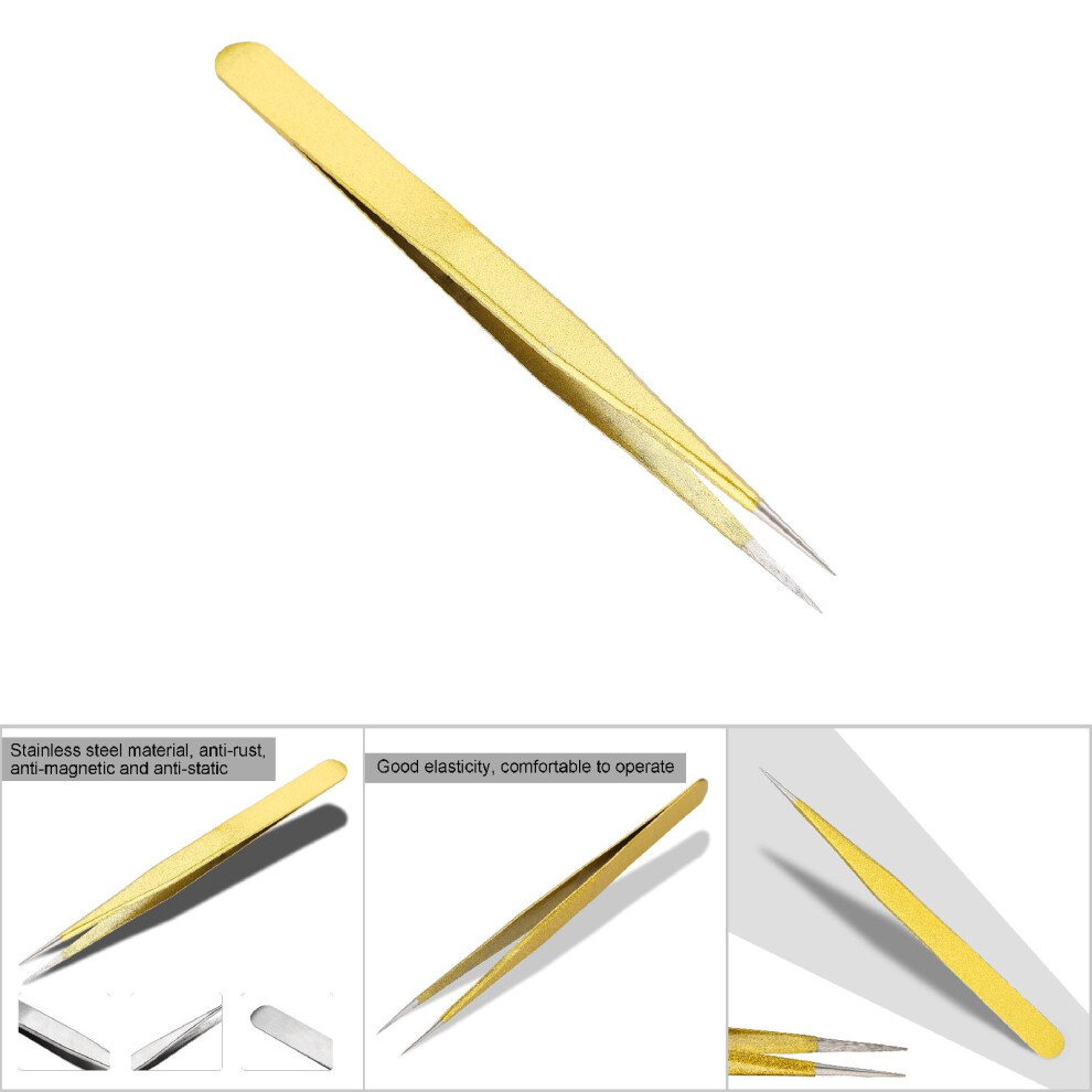 Professional Stainless Steel Tweezers for Eyelash Extension Fake Eyelash Grafting (Straight)