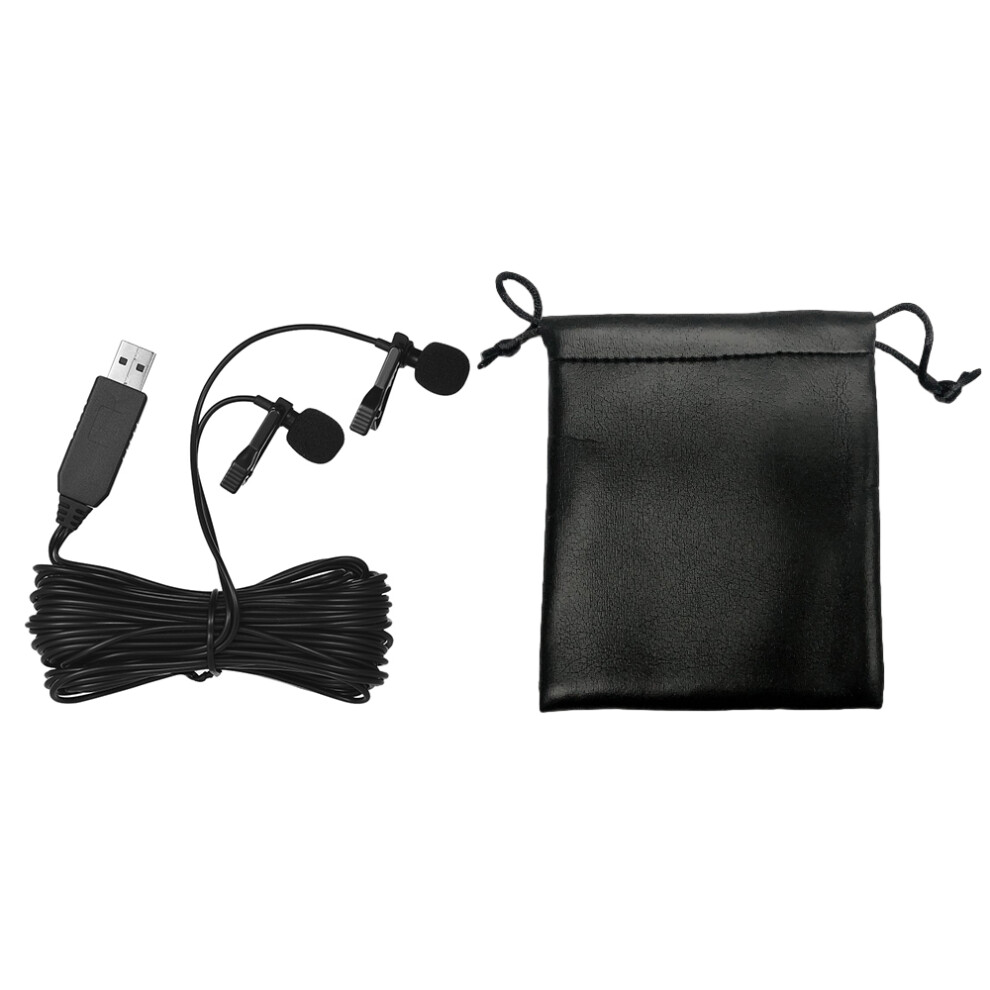 Andoer 6M/20Ft Usb Dual-Head Lavalier Lapel Microphone Clip-On Omnidirectional Computer Mic For Windows Mac Video Audio Recording 7671324229731