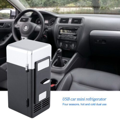 LED Mini USB Refrigerator USB Refrigerator Drinks Beverage Cans Refrigerator and Heater Black 2
