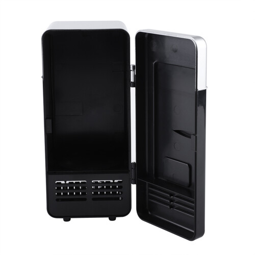 LED Mini USB Refrigerator USB Refrigerator Drinks Beverage Cans Refrigerator and Heater Black
