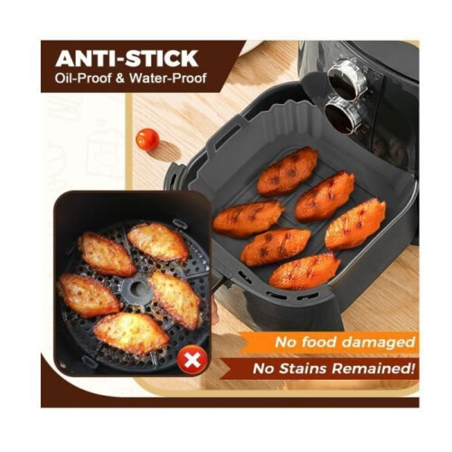 3er-Pack Silikon-Luftfritteusen-Einlagen, wiederverwendbare Silikon-Backmatten, ölfreies Silikon-Backpapier 2