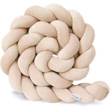 3-Strang geflochtene Krippenumrandung, geflochtene Babybettumrandung, Antikollisions-Krippenumrandung, Beige, 3,5 m [Energieklasse A]