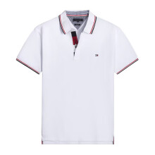 (white, L) Men's Custom Fit Polo Shirt Cotton Short Sleeve Tommy Polo Top