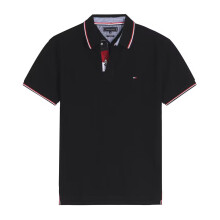 (Black, XL) Men's Custom Fit Polo Shirt Cotton Short Sleeve Tommy Polo Top