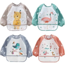 4er-Pack wasserdichte Langarm-Lätzchen für Babys von 1–4 Jahren