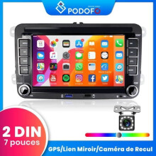 Podofo 2Din 7 Zoll Android Autoradio für Volkswagen Passat B6 B7 Golf 5 6 Plus Touareg Seat Skoda mit GPS WiFi Rückfahrkamera