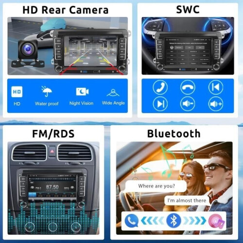 Autoradio - PRUMYA - 7 Zoll - Wireless CarPlay - Bluetooth 5.1 - Doppel-Din 2