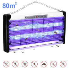 30W Mückenvernichterlampe, 1800V UV-Fliegenvernichterlampe, Wirkungsbereich 80m², mit Kette und Bürste, für Innen, Außen und Balkon