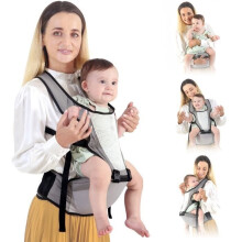Ergonomische Babytrage mit Hüftsitz, leicht und atmungsaktiv, aus reiner Baumwolle, für Babys und Kinder von 3 bis 36 Monaten