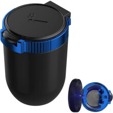 Autoaschenbecher mit Deckel – YSTP – 2er-Pack – Feuerfest – Diebstahlschutz – Blaues LED-Licht
