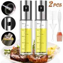 Öl- und Essig-Sprühflasche, 2 x 100 ml Öl-Sprühflaschen, mit 1 Pinsel und 1 Trichter, 1 Ölpinsel, für Küche/Grill
