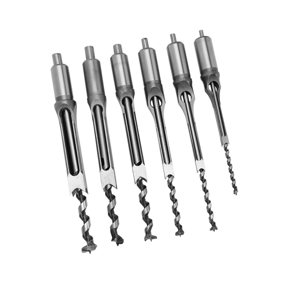 6Pcs Square Hole Saw Auger Drill Bit Mortising Chisel Woodworking Tool 6921324232738