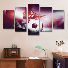 Football Sports Canvas Painting 5 Panels Printed Picture Wall Art Home Office Bedroom Decor (S)