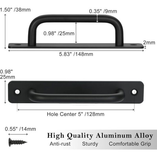 4 Stück Schiebetürgriffe, 128 mm Lochmitte, Aluminiumlegierung 1
