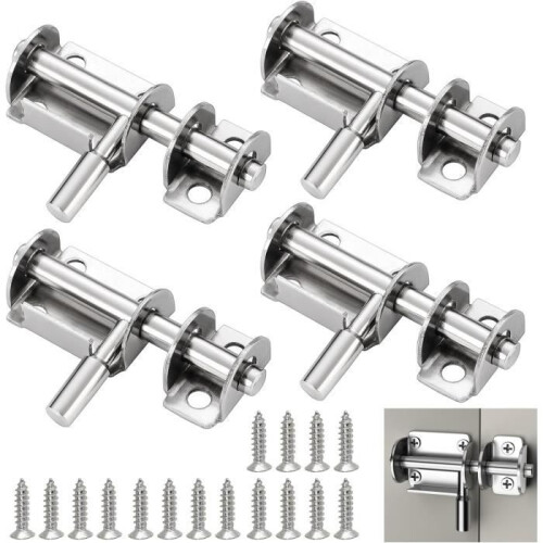 4er-Pack Edelstahl-Schiebetürriegel mit Schrauben