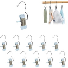 10er-Pack platzsparende Wäscheklammern, Aufbewahrung für Hüte und Hosen, hängender Reisehaken, rostfreier Clip, platzsparend