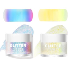 Körperglitzer, Gesichtsglitzer, 2 Farben, holografischer Glitzer für Haare, Augen, Nägel, Lippen, Make-up, Glitzer