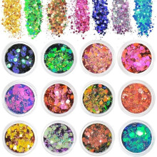 Körperglitzer, fluoreszierender Glitzer in 12 Farben für Gesicht, Haare, Halloween, Party und Weihnachts-Make-up