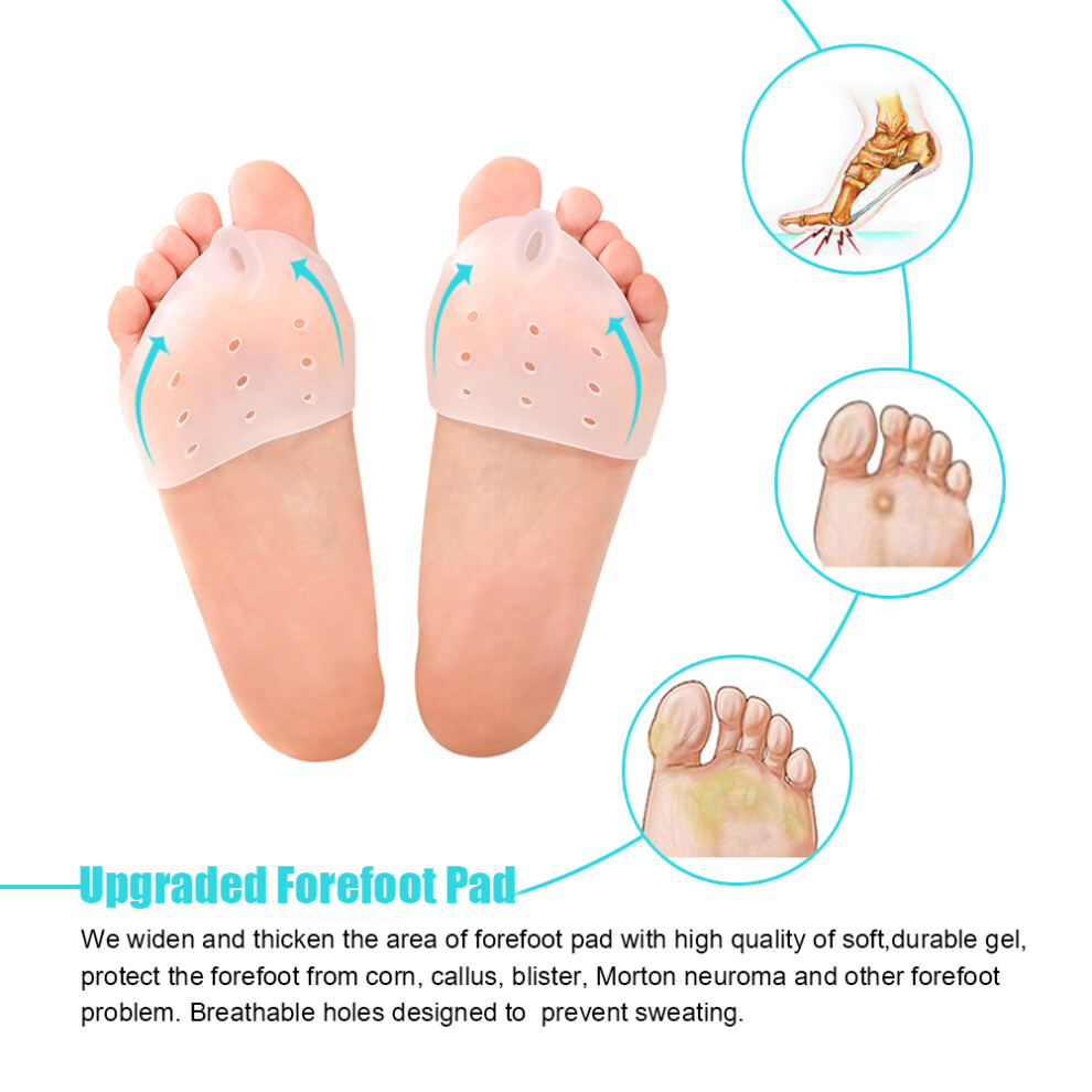 Gel Toe Separators & Bunion Corrector with Metatarsal Pads Forefoot Cushion Prevent Callus