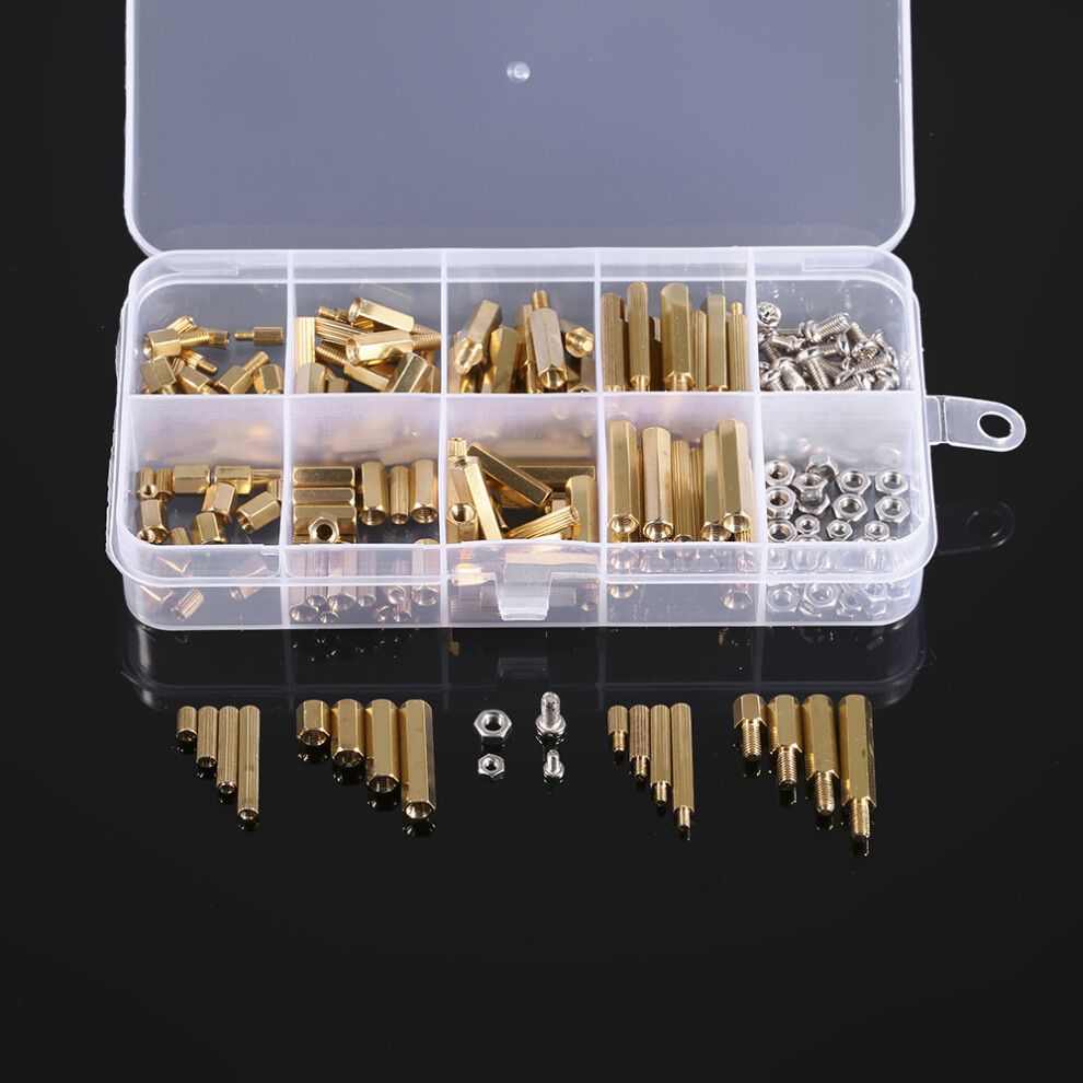 240Pcs M2 M3 Screws Threaded Standoffs Male Female Brass Standoff Spacer Pcb Board Hex Screws Nuts Assortment Kit Hardware 7891324238636