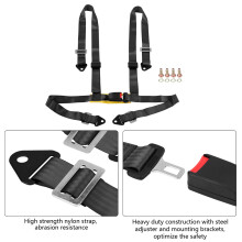 2inch 4-Point Racing Car Safety Seat Belt Harness with Cam Lock & Adjustable Strap Black