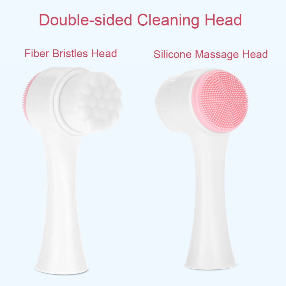 Pink Fashion 3D Double Face Brush Face Cleansing Brush Exfoliating Grease Removal Massage Tool