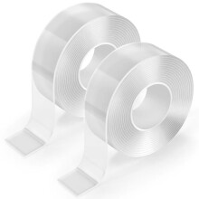 2er-Pack extra starkes, transparentes, doppelseitiges Klebeband von 3M, waschbar und entfernbar, für Fotowände und Haken
