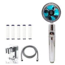 HLice Turbo-Duschkopf, drehbarer, aufladbarer Handbrausekopf, Duschventilator mit Duschschlauch