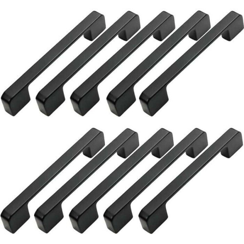 10er Set schwarze Möbelgriffe, 96 mm Achsabstand, für Küche, Bar, VHV