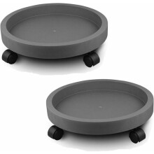 2er Set Pflanzpaletten rund fahrbar mit Rollen 295 cm dunkelgrau VHV