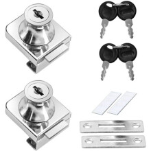 2er Set Glasschlösser aus Zinklegierung ohne Bohren für 5-12 mm Türen mit 4 Schlüsseln VHV