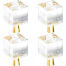 4er-Pack quadratische Schubladenknöpfe aus Kristallglas mit Schrauben für Schrank, Schublade, Waschtisch, 20 x 35 mm, VHV
