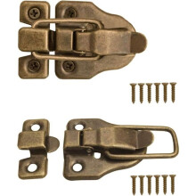 Verschlüsse für Truhen, Kisten, Koffer, Metallbeschläge, Vintage-Design, Messing, 2er-Set mit Schrauben, 59 mm x 40 mm, VHV